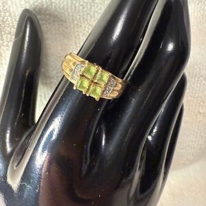 Vintage 10K Gold Citrine & Diamond Ring Size 8